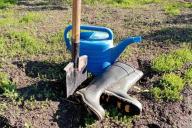 shovel, watering can